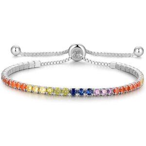 Rainbows Sterling Silver Birthstone 2.5mm Tennis Bolo Bracelet